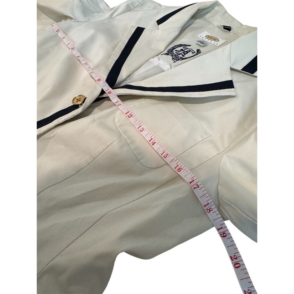 Talbots Blazer Womens Petite 8P Ivory Nautical Navy Trim Gold Buttons - Picture 6 of 6